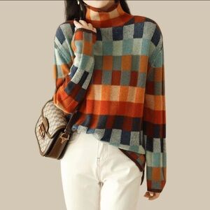 Artisio Ravelyn™ patchwork turtleneck sweater SWEATER multi-color. Large